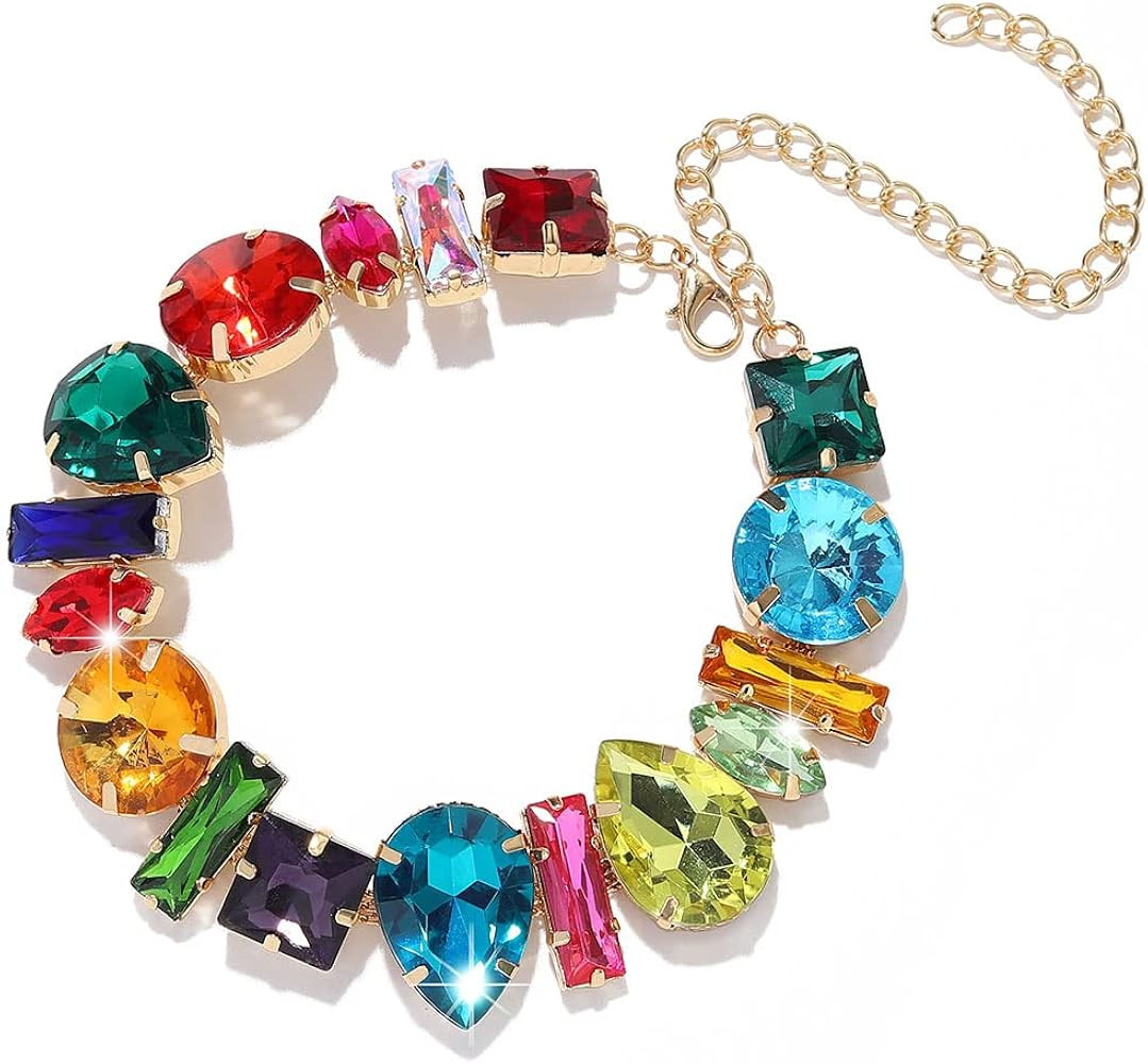 JEAIRTS Rhinestone Choker Necklace Sparkly Crystal Choker Statement Prom Necklaces for Women and Girls | Amazon (US)