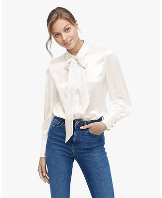 Vintage Bow Tie Silk Blouse for Women | Macy's