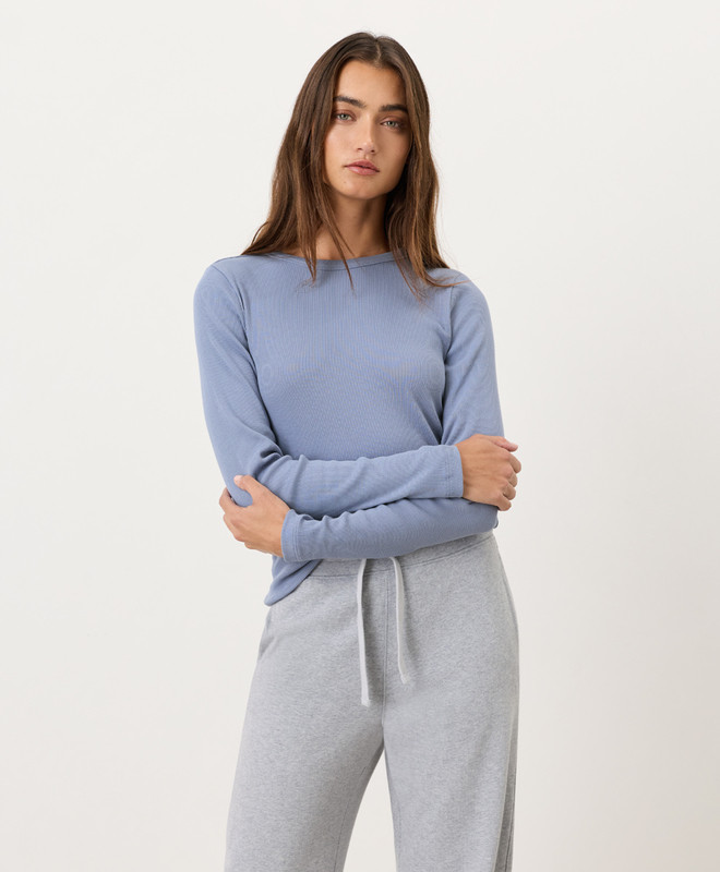 Women’s Perfect Rib Crewneck Long Sleeve Tee made with Organic Cotton | Pact | Pact Apparel