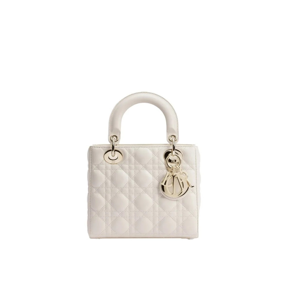 Dior Cannage Quilted Lambskin Top Handle Bag — White | Italist Inc.