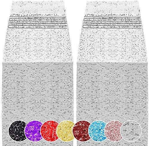 2 Pack 12 x 108 inches Sequin Table Runner for Birthday Wedding Bridal Shower Baby Shower Bachelo... | Amazon (US)