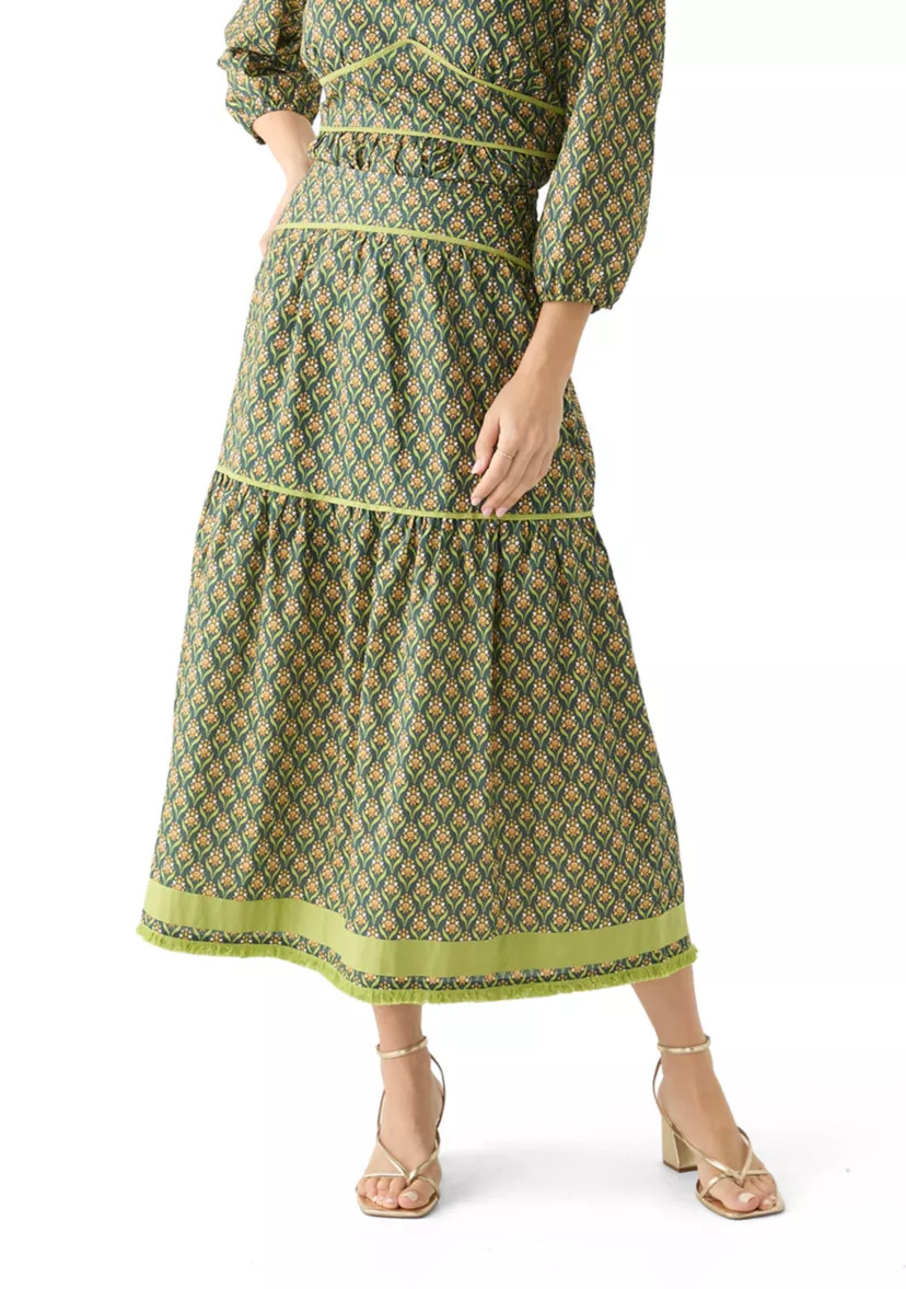 Women's Elina Printed Tiered Midi Skirt | Belk