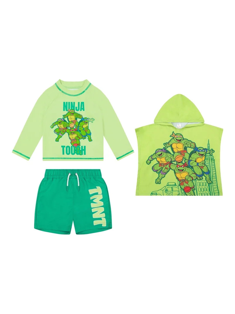 Character Toddler Boy Rash Guard Swim Set with Coverup, 3- Pieces, Sizes 12M- 5T | Walmart (US)