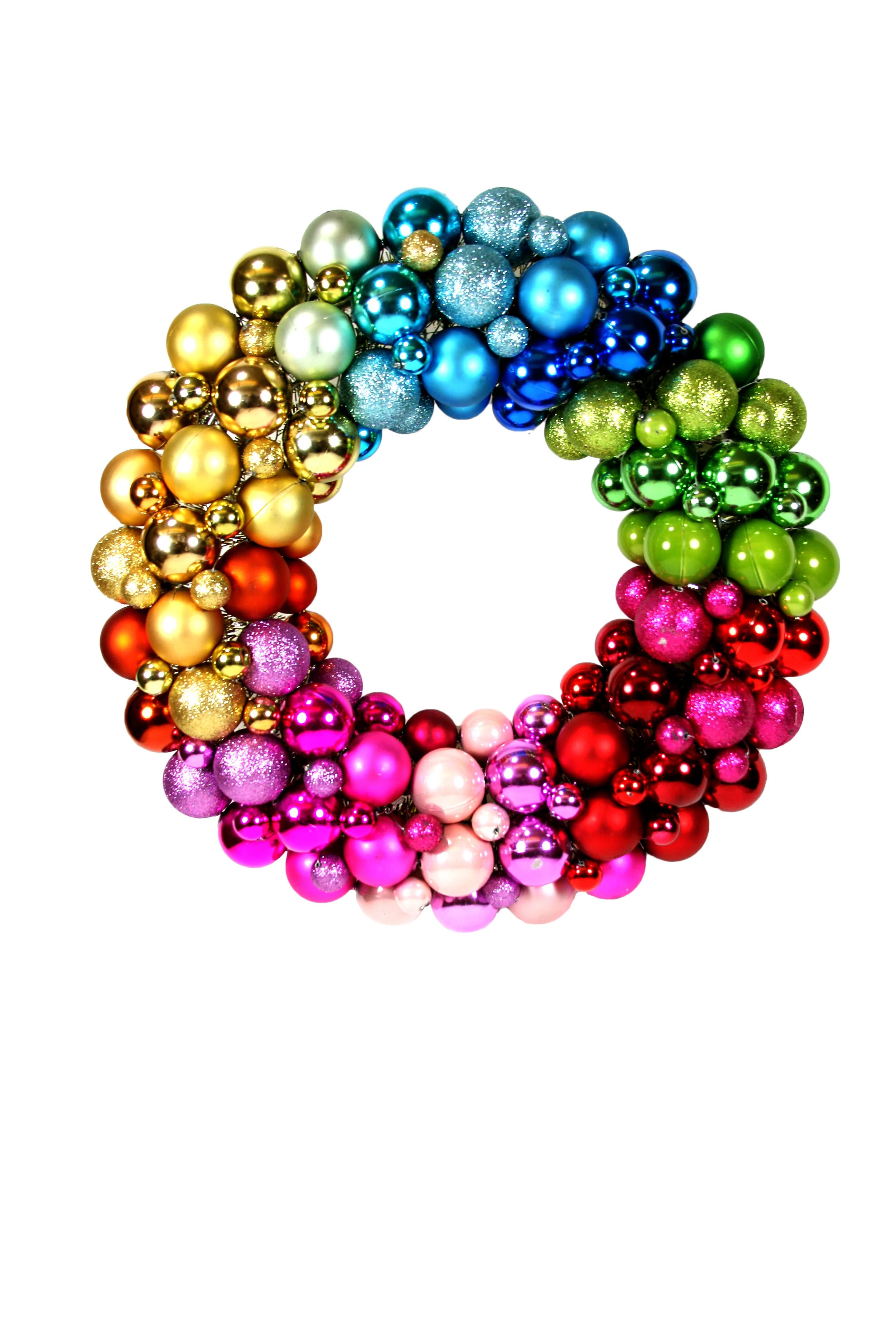 Ball Encrusted Wreath in Rainbow | Burke Decor