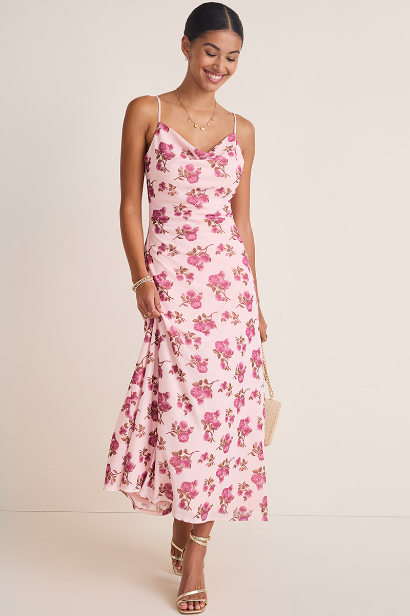 Mary Floral Mesh Slip Midi Dress | Francesca's