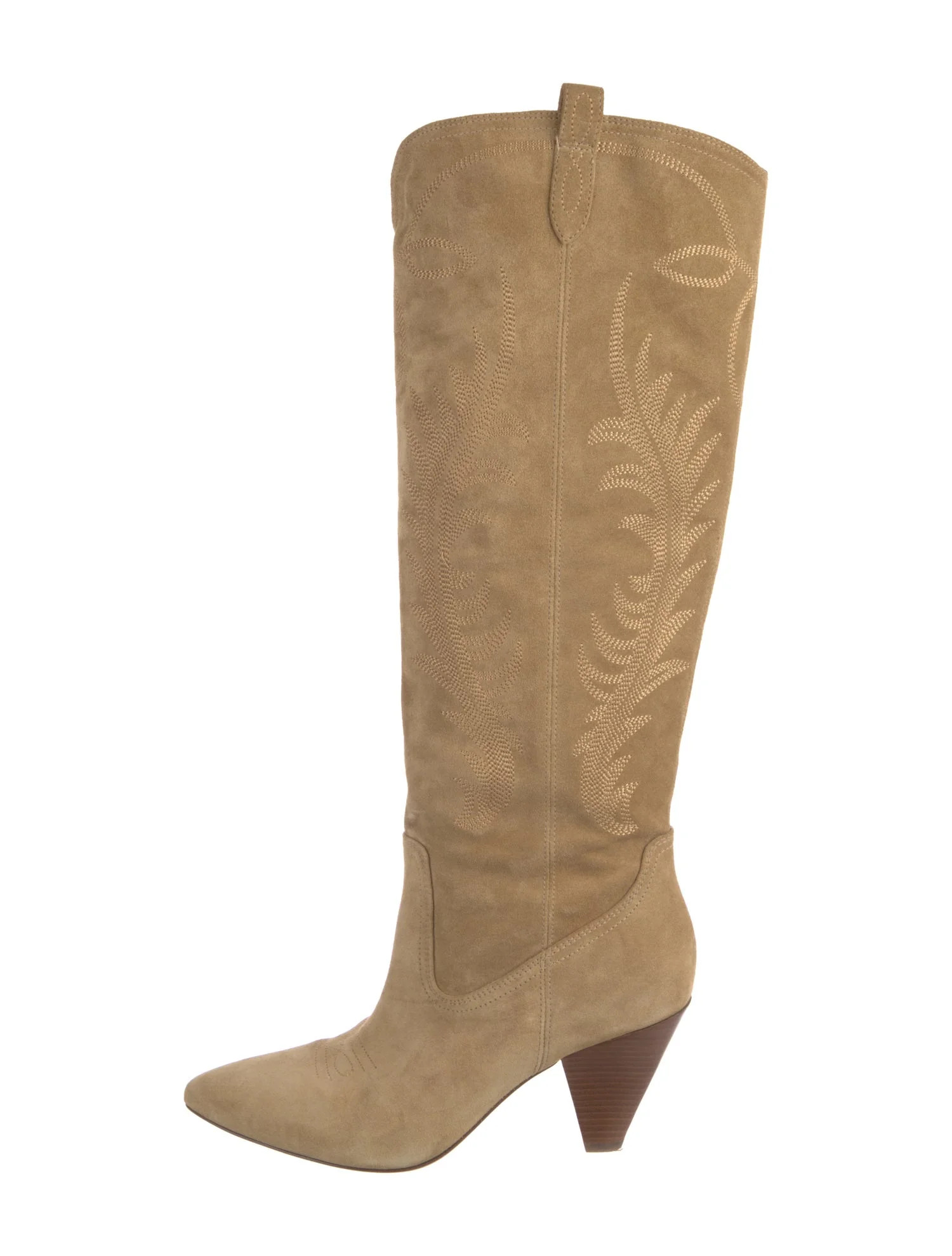 Suede Embroidered Accent Boots | The RealReal