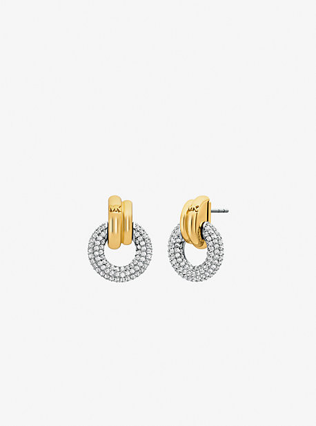 Pavé Interlocking Hoop Earrings | Michael Kors US