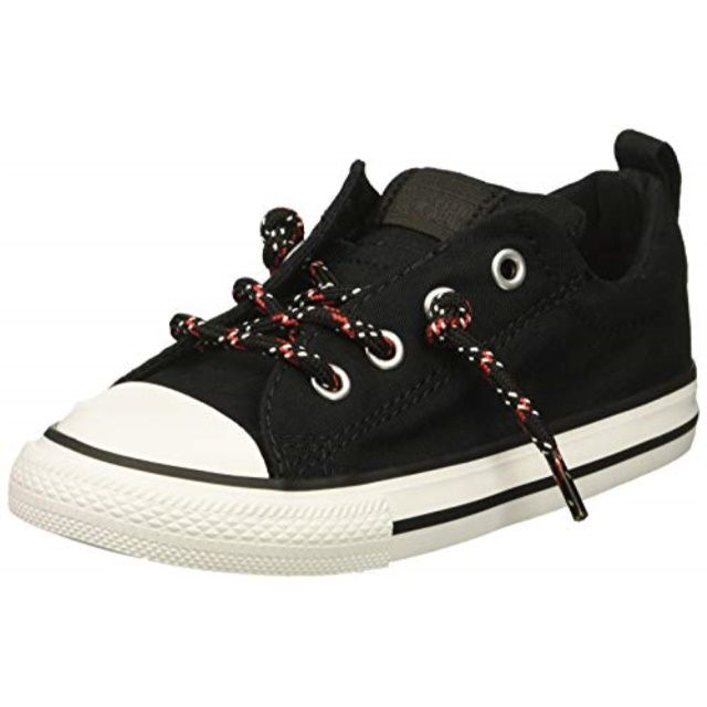 converse boys' chuck taylor all star street slip on low top sneaker, black/enamel red/white, 2 m ... | Walmart (US)