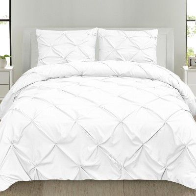 Sweet Home Collection | 3 Piece Duvet Cover Pinch Pleat Pintuck Design with Zipper Closure and Sh... | Target