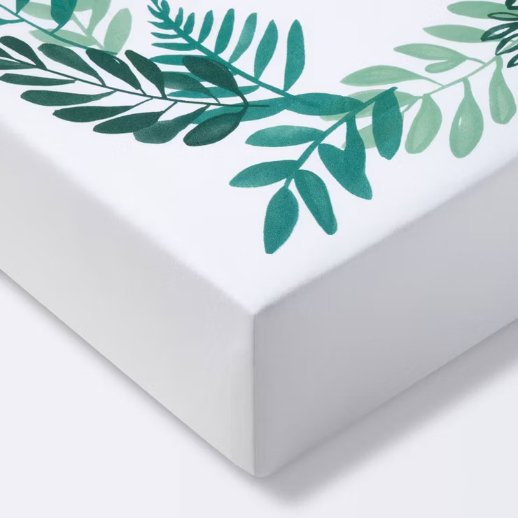 Crib Fitted Sheet - Cloud Island™ White/Green | Target