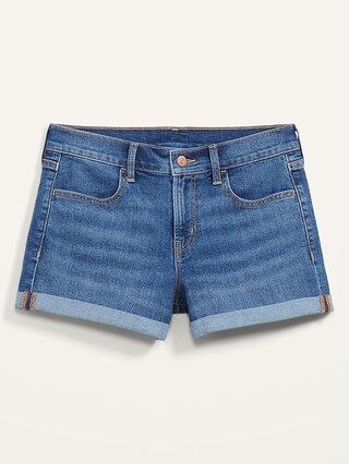 Mid-Rise Dark-Wash Jean Shorts for Women -- 3-inch inseam | Old Navy (US)