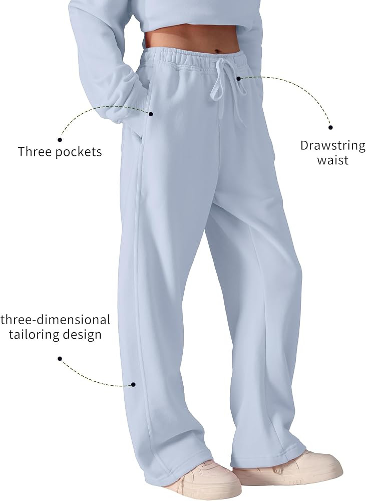 FAIABLE Women's Sweatpants Wide Leg - Super Soft Sweat Pants Fleece Baggy Joggers with Pockets, D... | Amazon (US)