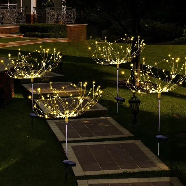 Solar Powered Pathway Light 150 LED Outdoor Garden Christmas Decorations Waterproof Firework Ligh... | Wayfair North America