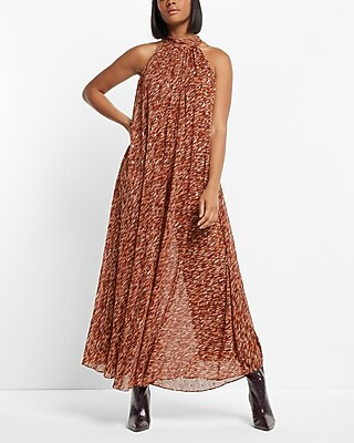 Metallic Printed Halter Shapeless Jumpsuit | Express