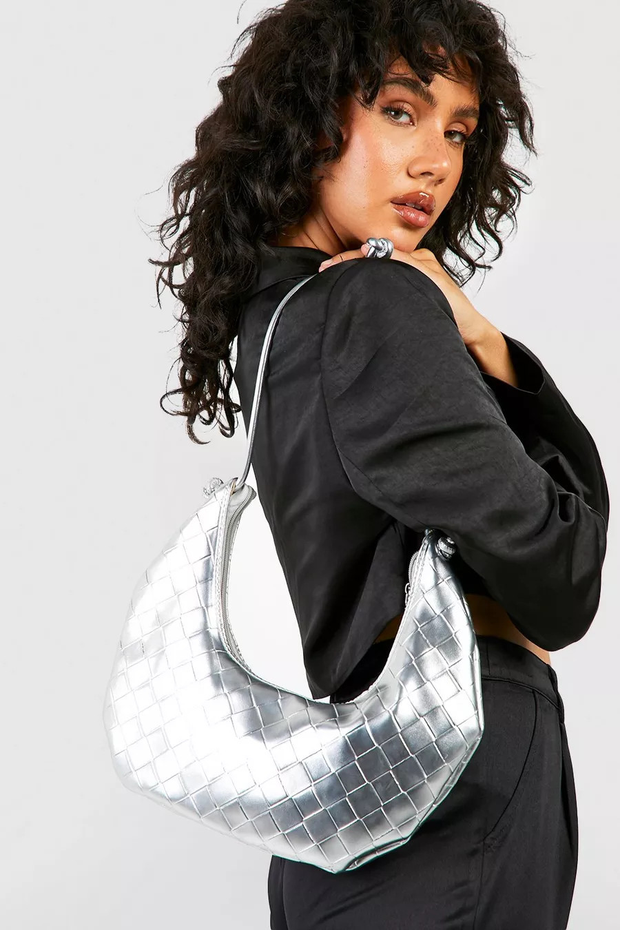 Woven Metallic Grab Bag | boohoo (US & Canada)