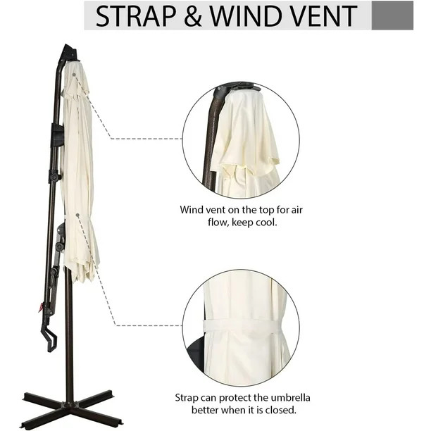 Outdoor Patio Umbrella, 10ft Offset Hanging Patio Umbrella with Aluminum Stand, Outdoor Cantileve... | Walmart (US)