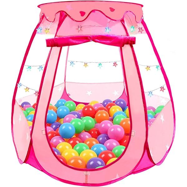 Baby Ball Pit for Toddler with 50 Balls, Kids Pop Up Play Tent for Girls, Princess Toys for Children | Amazon (US)