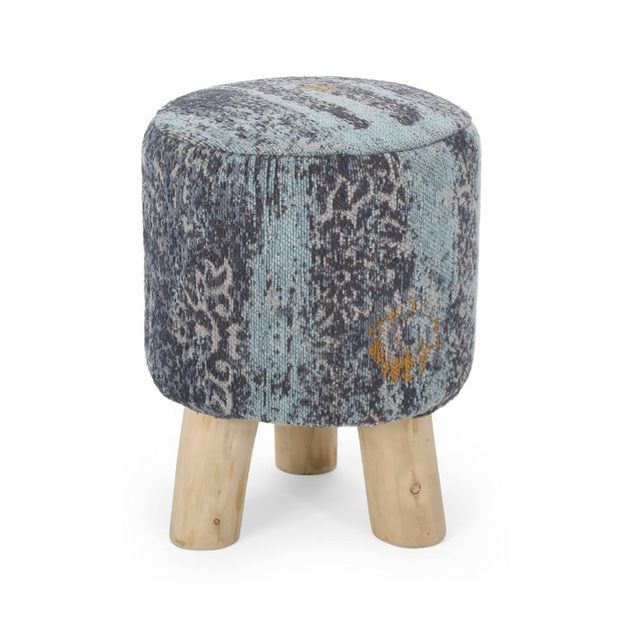 Easa Handcrafted Boho Jacquard Stool Natural - Christopher Knight Home | Target