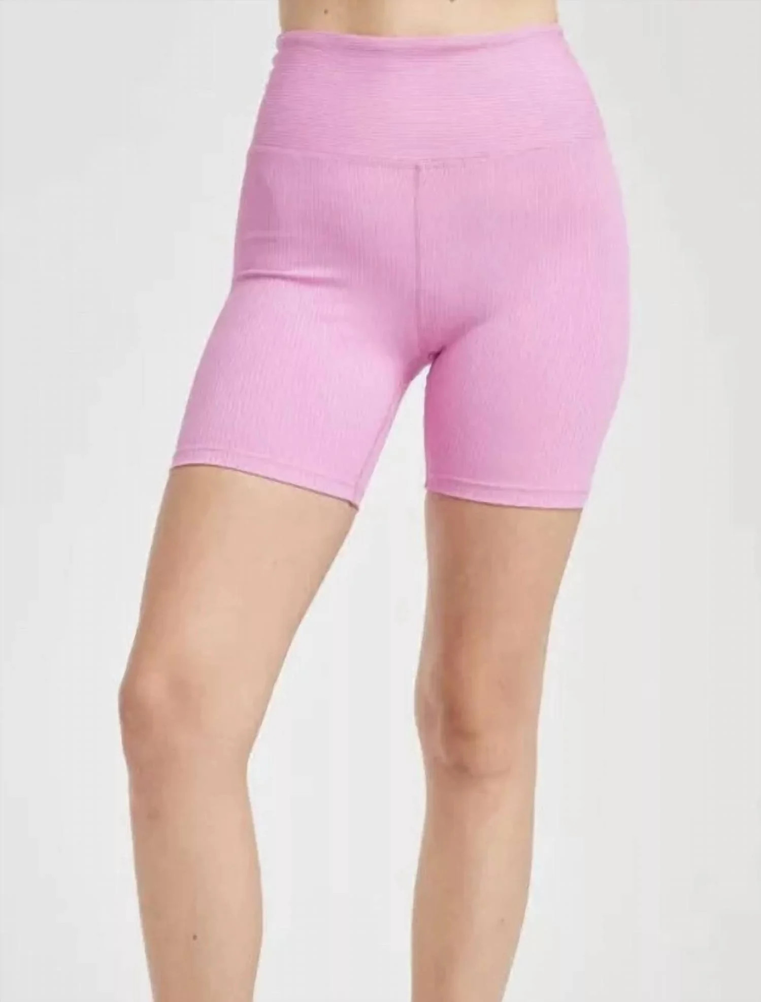 Ribbed High High Biker Short In Flamingo Pink | Shop Simon