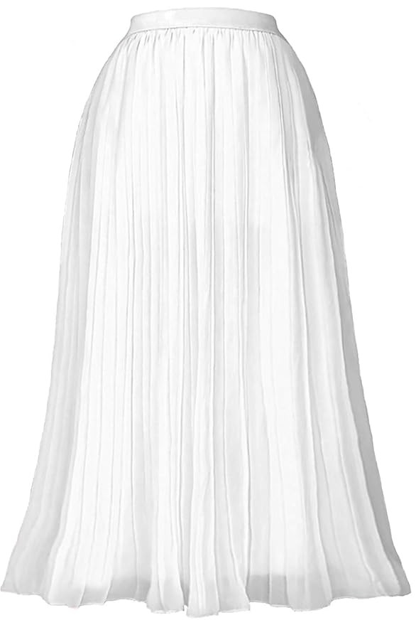 Gemolly Women's High Waist Pleated Skirt Vintage A-Line Chiffon Midi Skirts | Amazon (US)