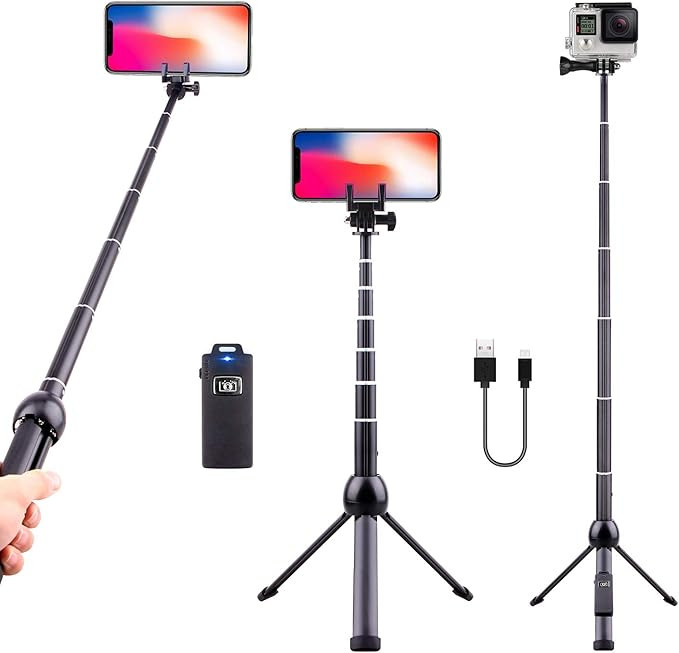 LATZZ Selfie Stick Tripod, 45 Inch Phone Tripod, Extendable iPhone Stand Tripod with Wireless Rem... | Amazon (US)