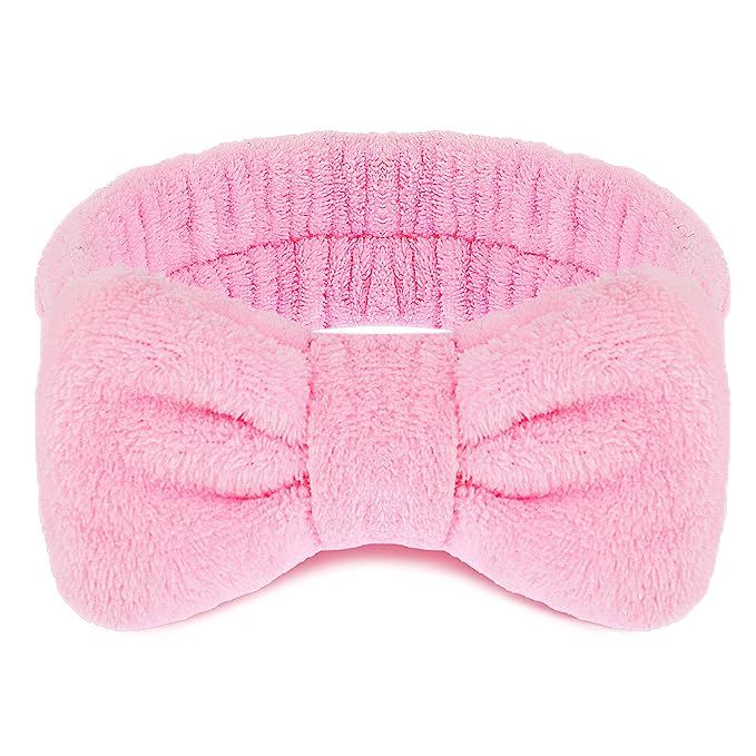 Molain Spa Headband, Bowknot Hair Bands Makeup Headbands Women Coral Fleece Elastic Headband Wash... | Amazon (US)