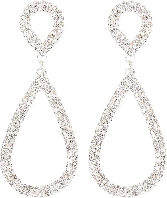 Rhinestone Teardrop Dangle Earrings Sparkly Wedding Jewelry | Amazon (US)
