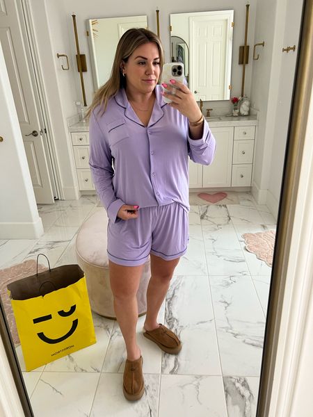 curvy lilac pajamas from the Nordstrom Anniversary Haul! sized up to the xl for my growing bump. take your true size! comes in plus as well. 

#LTKunder50 #LTKxNSale #LTKcurves