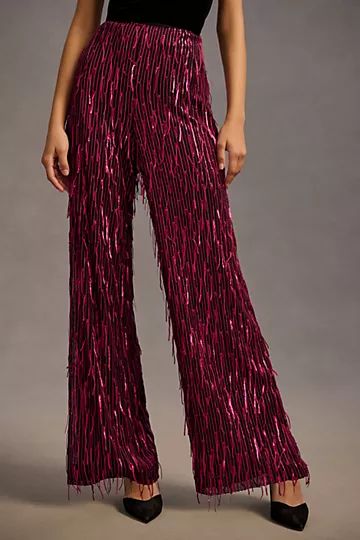 Maeve Fringed Sequined Wide-Leg Pants | Anthropologie (US)