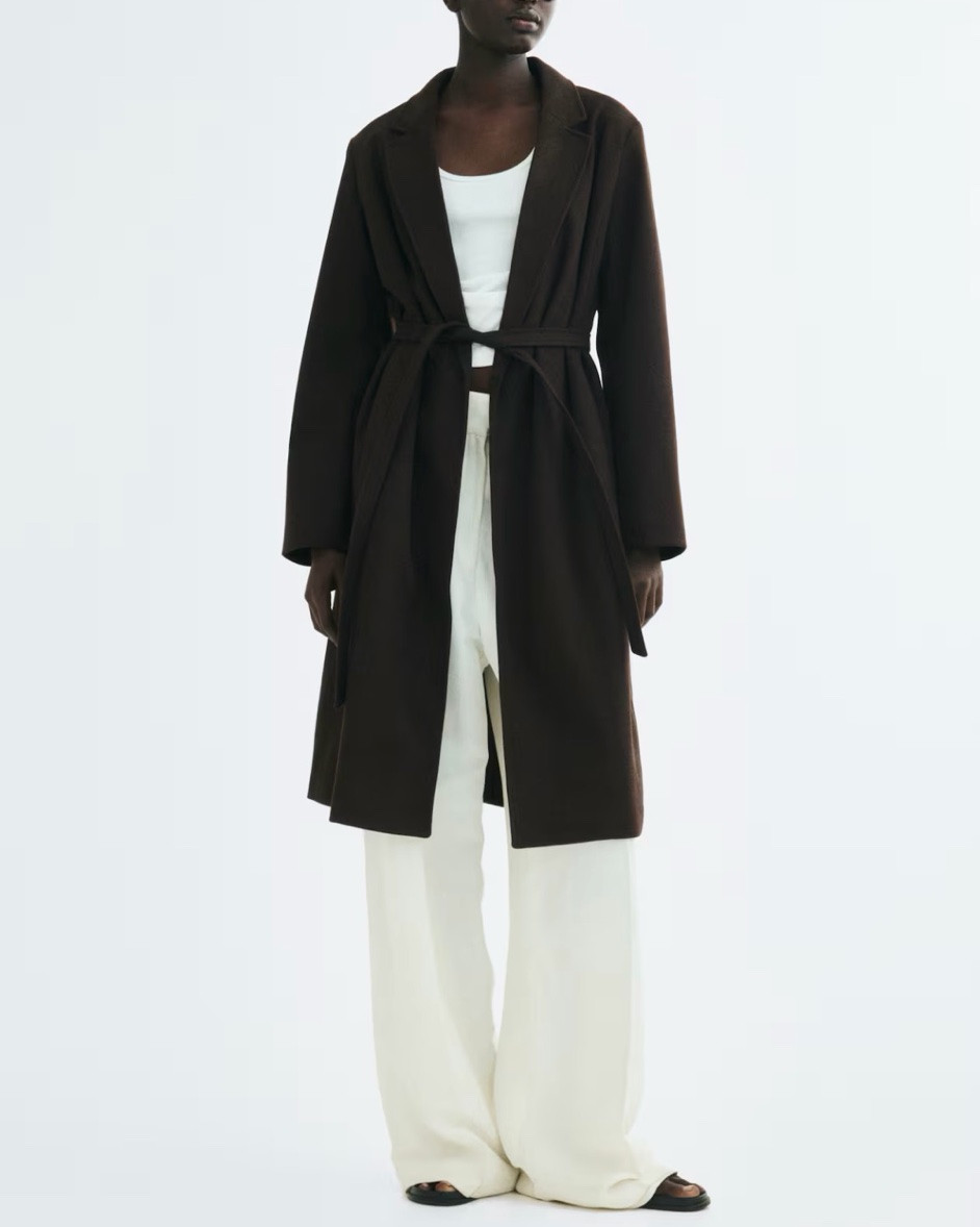 Chocolate brown tie belt coat

#LTKSeasonal