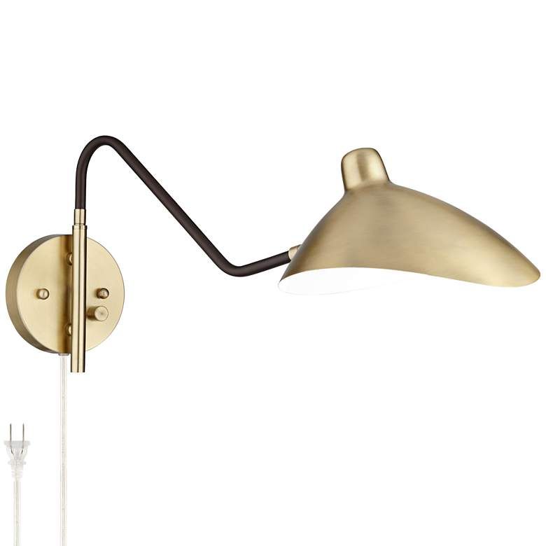 Colborne Brass and Bronze Plug-In Swing Arm Wall Lamp - #76H61 | Lamps Plus | LampsPlus.com