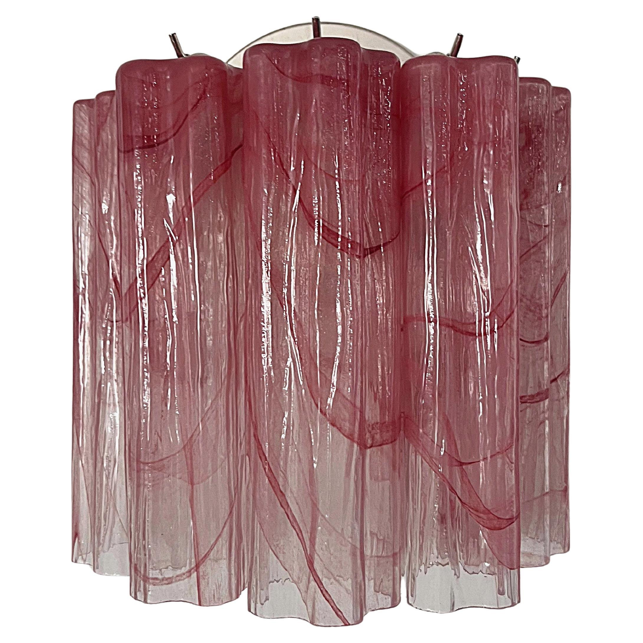 Fantastic pair of Murano Glass Tube wall sconces - 5 pink alabaster glass tube | 1stDibs