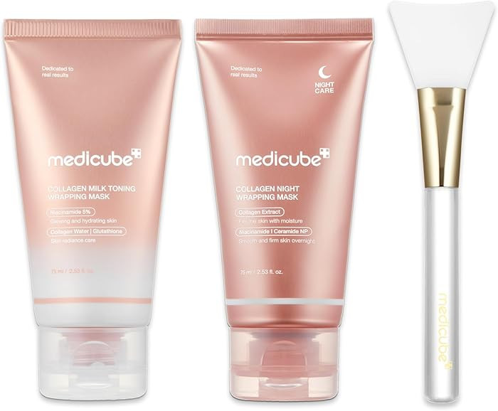 medicube Day & Night Collagen Wrapping Mask Duo: Collagen Glazed Milky Glow Daytime and Overnight... | Amazon (US)