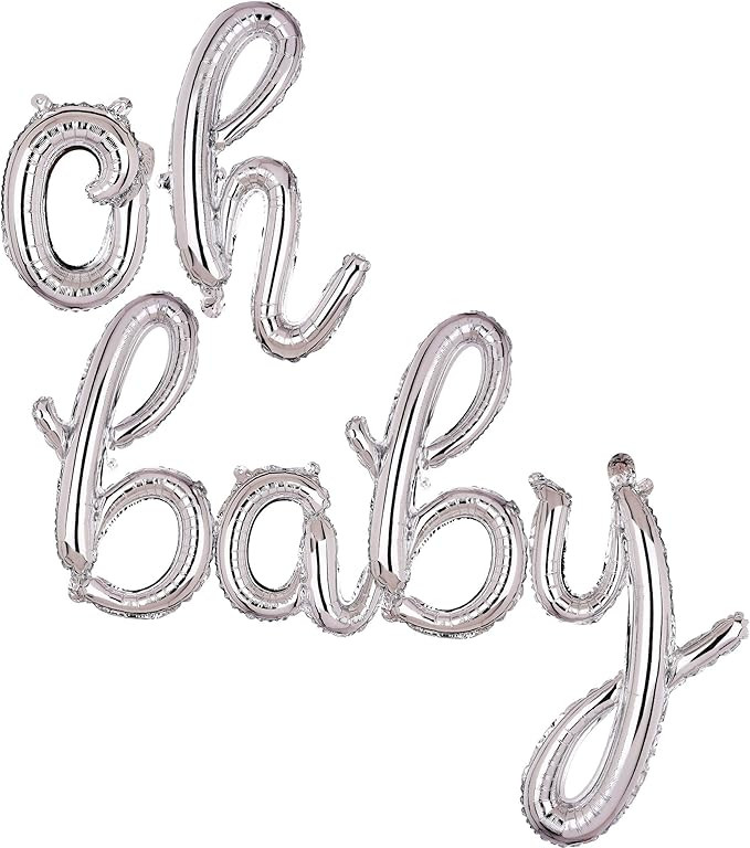 Cursive OH Baby Silver Letter Foil Mylar Balloons Banner Birthdays Party Decorations Supplies Sma... | Amazon (US)
