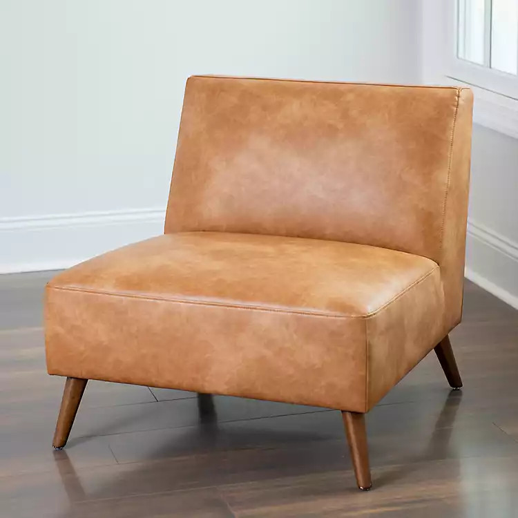 Cognac Faux Leather Accent Chair | Kirkland's Home