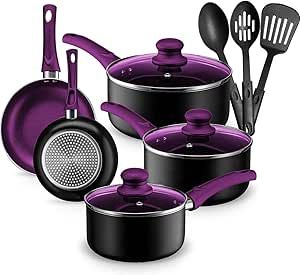 Chef's Star Pots And Pans Set Kitchen Cookware Sets Nonstick Aluminum Cooking Essentials 11 Piece... | Amazon (US)