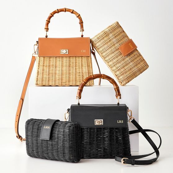 Bamboo Wicker Crossbody Bag | Mark and Graham