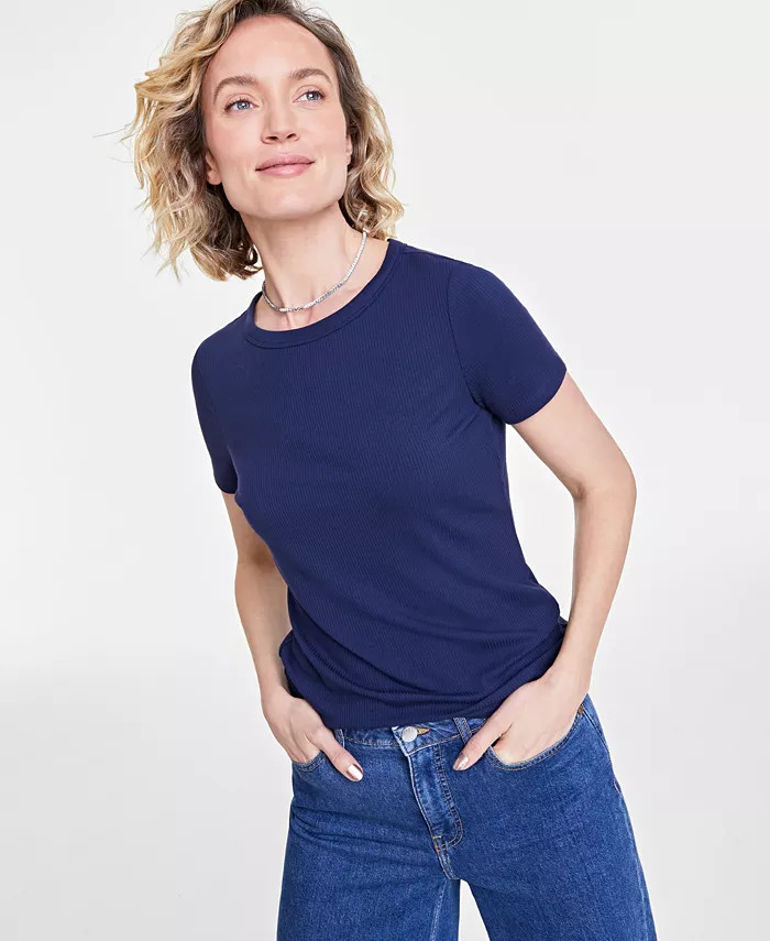 Women’s Ribbed T-Shirt, XXS-4X, Created for Macy’s | Macy's