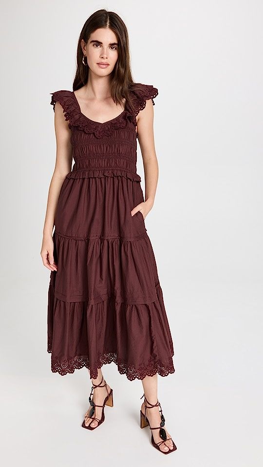 Lucie Embroidered Cotton Midi Dress | Shopbop