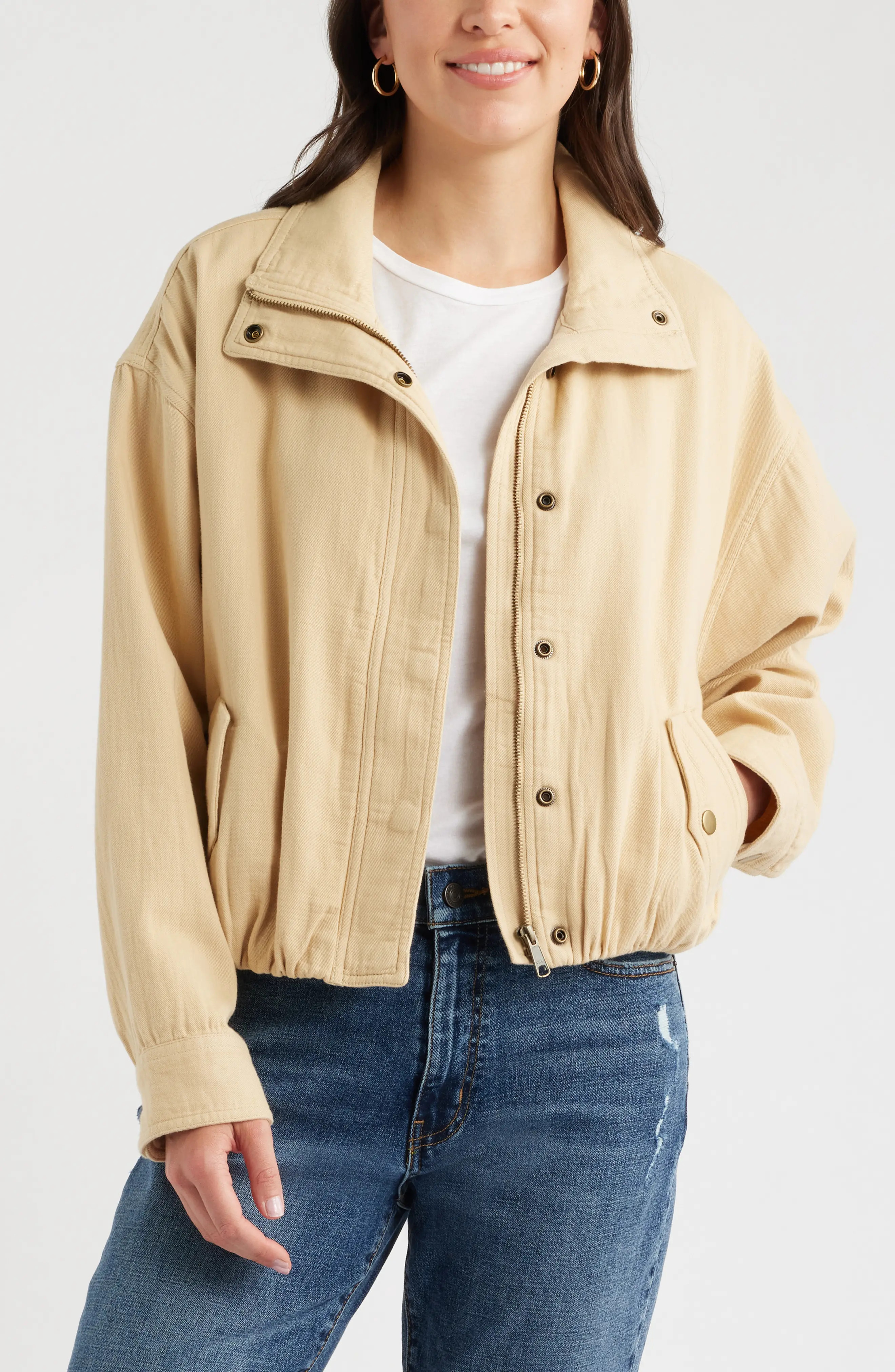 Bubble Hem Cotton Twill Jacket (Women) | Nordstrom | Nordstrom
