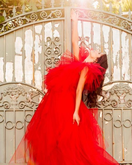 Red gown, red tulle, red dress, red maxi 

#LTKstyletip #LTKSeasonal #LTKwedding