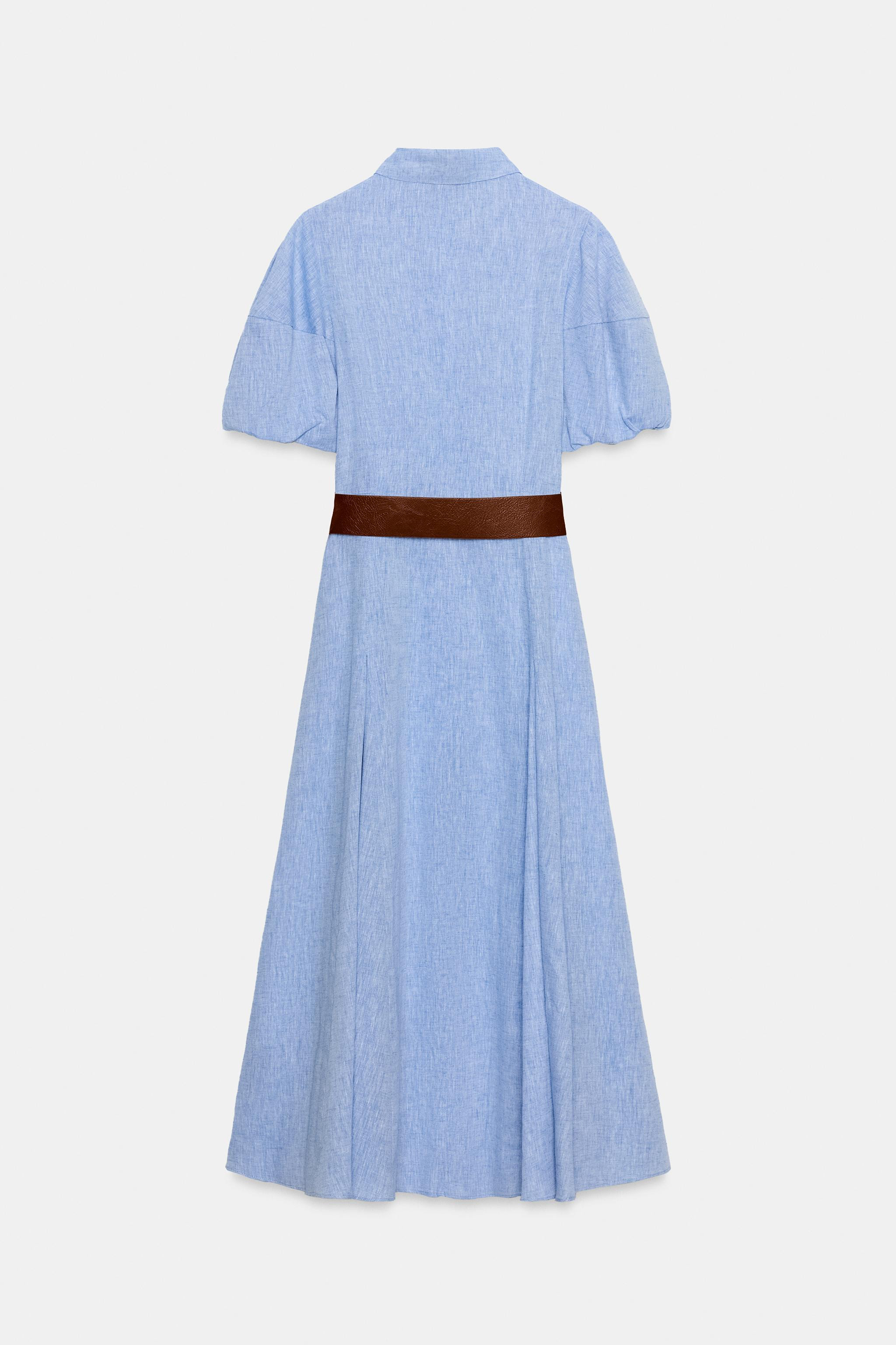 BELTED LINEN MIDI DRESS | Zara US