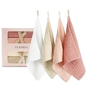 Ayesha 4 Pack Face Wash Cloths Makeup Eraser Soft Wash Cloth for Washing Face,Cotton Face Towels ... | Amazon (US)