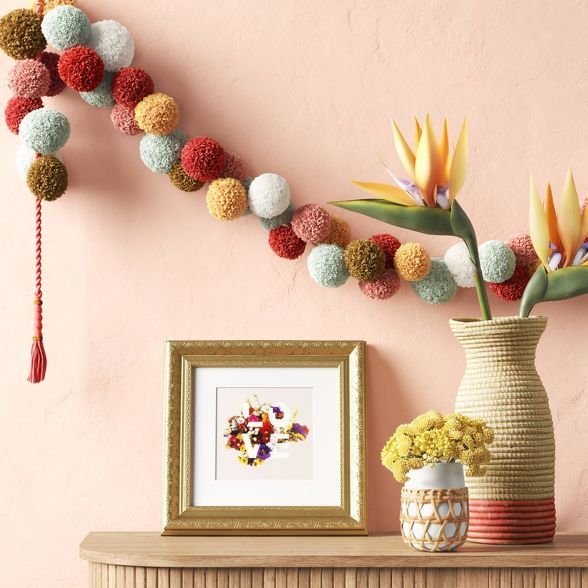 60&#34; Handmade Colored Garland with Pom-Poms - Opalhouse&#8482; | Target