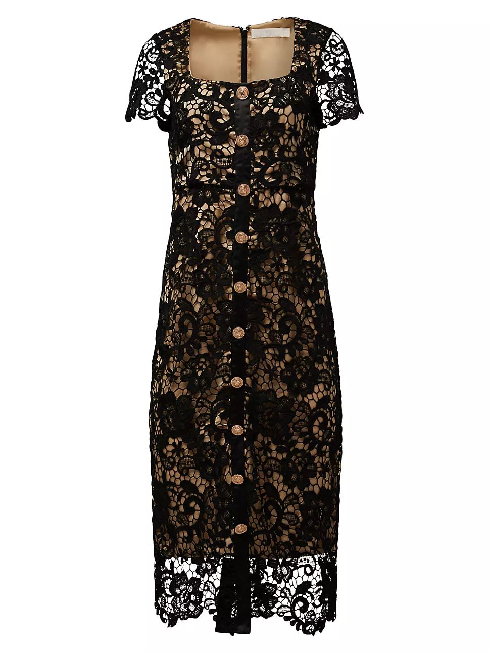 Short-Sleeve Lace Midi-Dress | Saks Fifth Avenue