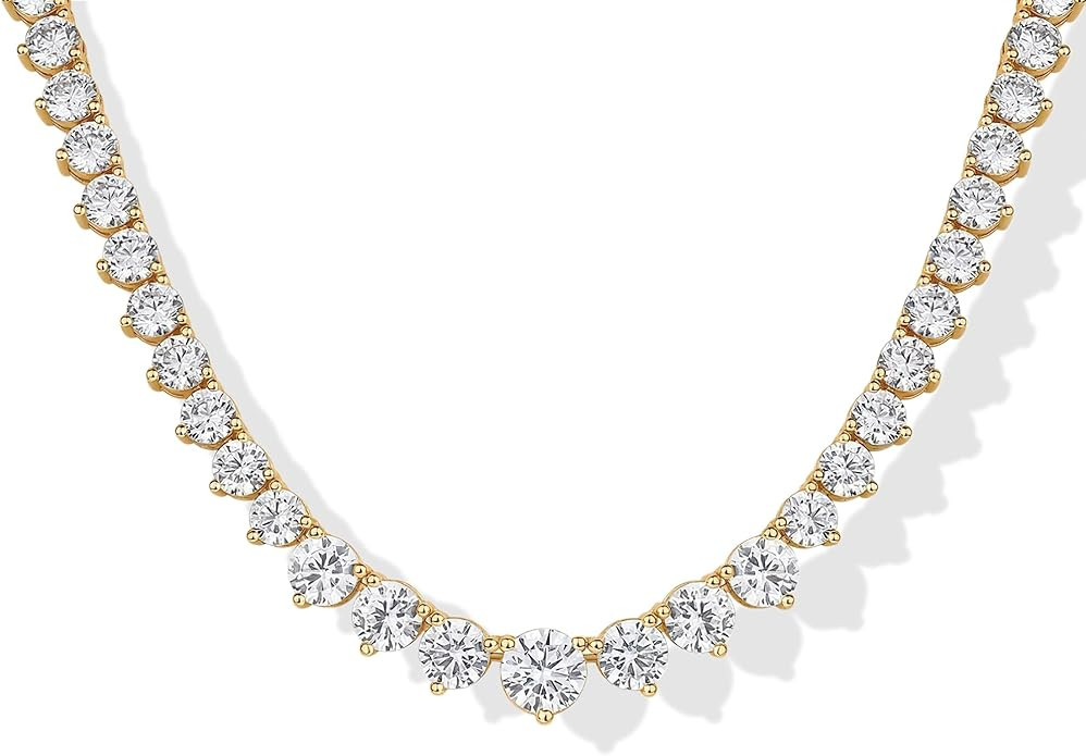 PAVOI 14K Gold Plated Graduated Tennis Necklaces for Women - Cubic Zirconia Tennis Necklace for B... | Amazon (US)
