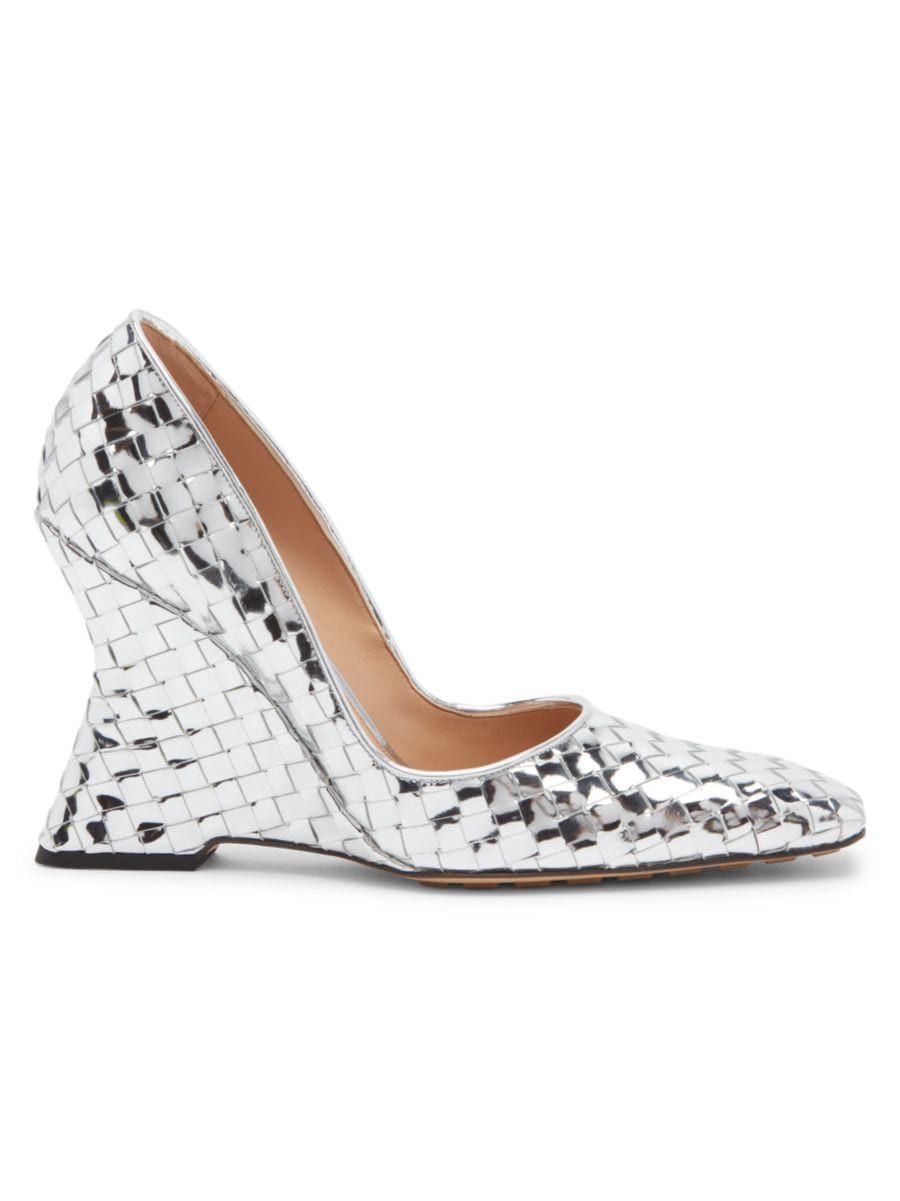 Comet 100MM Mirrored Leather Wedge Pumps | Saks Fifth Avenue