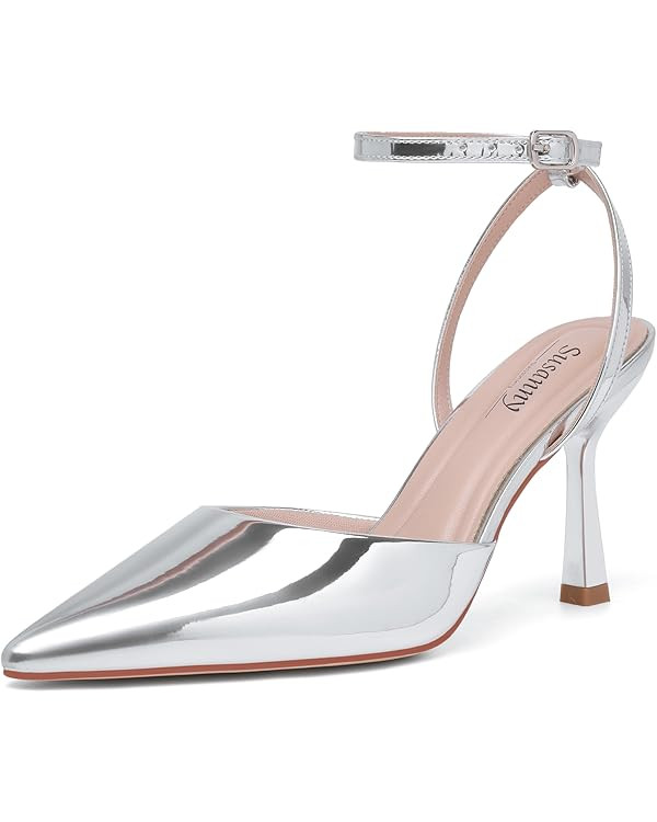 Susanny Heels for Women Stiletto Closed Pointed Toe Backless Dress Shoes High Heels Sexy Kitten P... | Amazon (US)