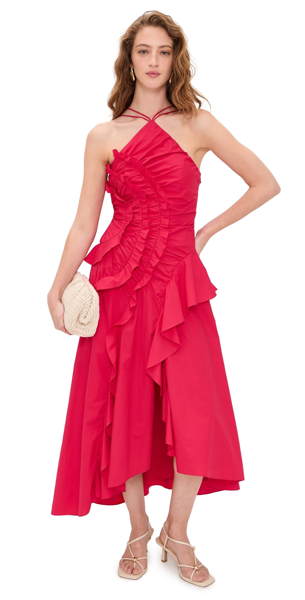 AMUR Ottavia Ruffle Dress Solstice Red 14 | Shopbop