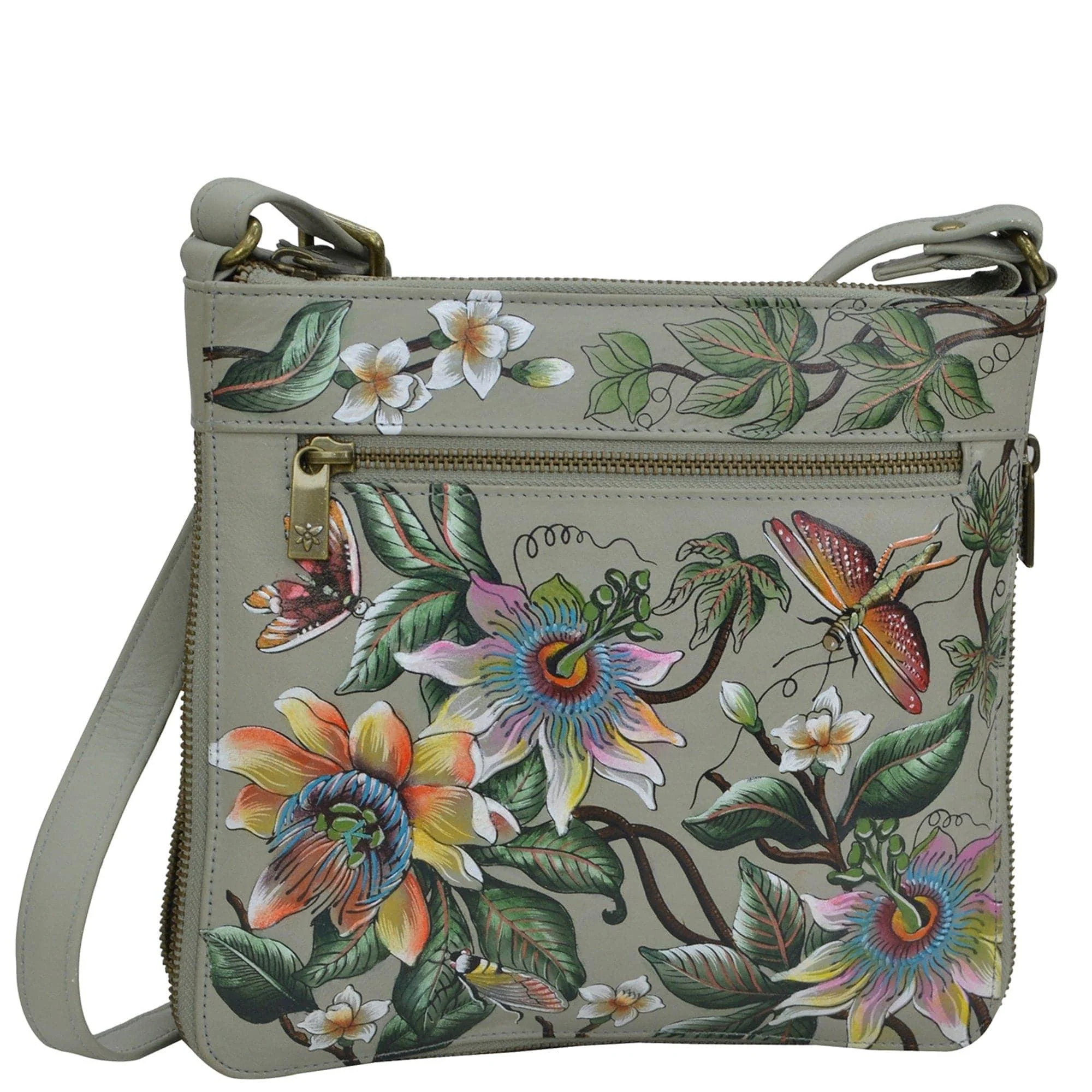 Buy Floral Passion Leather Hand Painted Expandable Travel Crossbody - 550– Anuschka Leather | Anuschka 